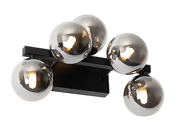 Applique moderne noire avec verre fumé 5 lumières - Bianca