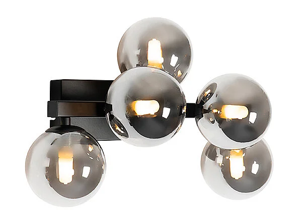 Applique moderne noire avec verre fumé 5 lumières - Bianca