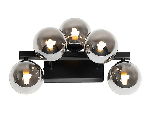 Applique moderne noire avec verre fumé 5 lumières - Bianca