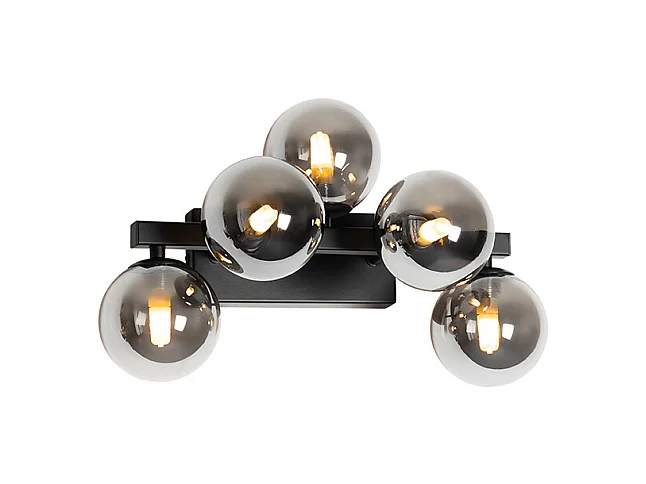 Applique moderne noire avec verre fumé 5 lumières - Bianca