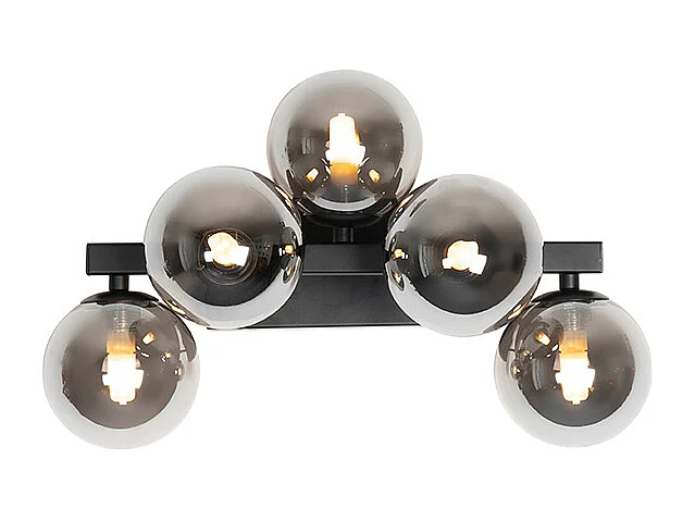 Applique murale moderne noire avec verre fumé 5 lumières - Bianca