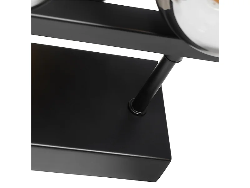 Applique murale moderne noire avec verre fumé 5 lumières - Bianca
