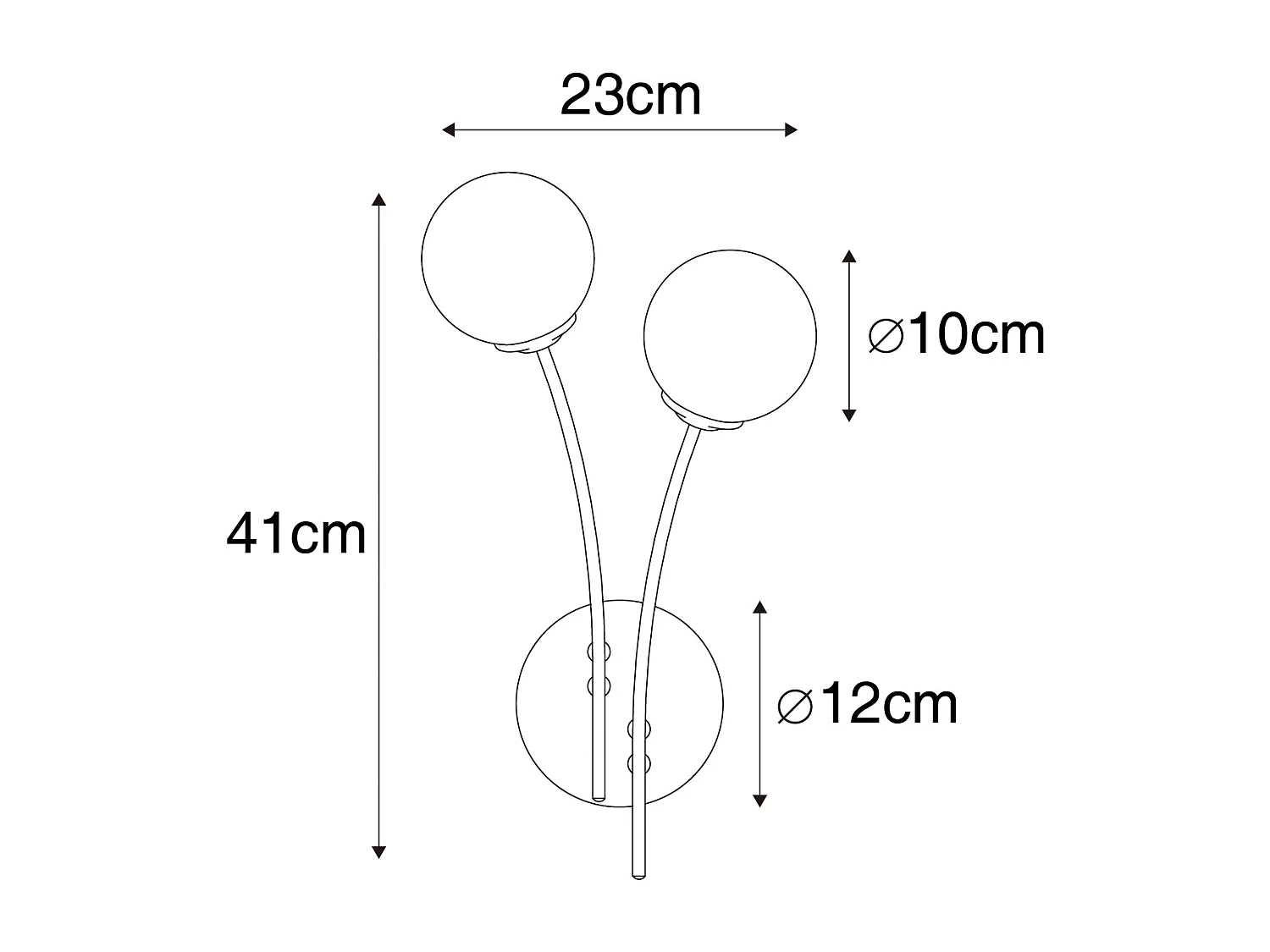 Applique murale moderne dorée avec verre opale 2 lumières - Athènes