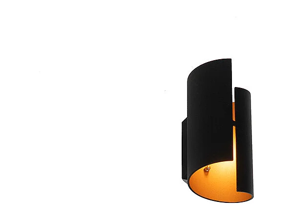 Applique murale moderne noire avec intérieur doré - Faldo