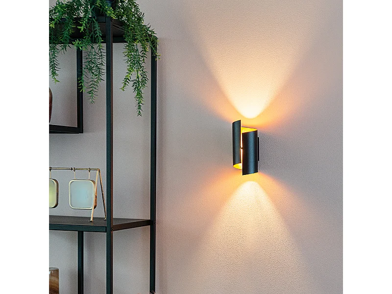 Applique murale moderne noire avec intérieur doré - Faldo