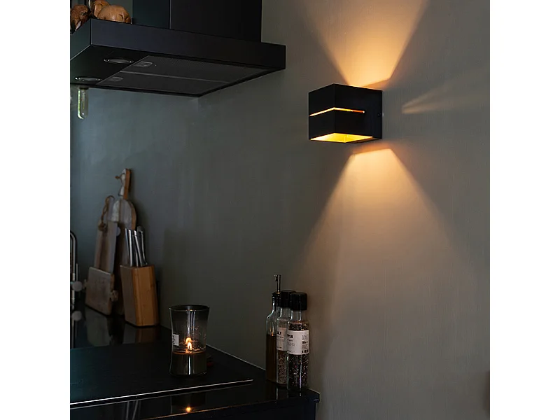 Set de 4 appliques modernes noires et dorées 2 lumières - Transfer Groove