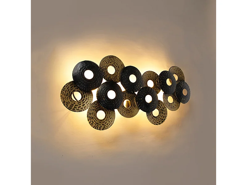 Applique murale Art Déco orientale or antique 3 lumières - Balla