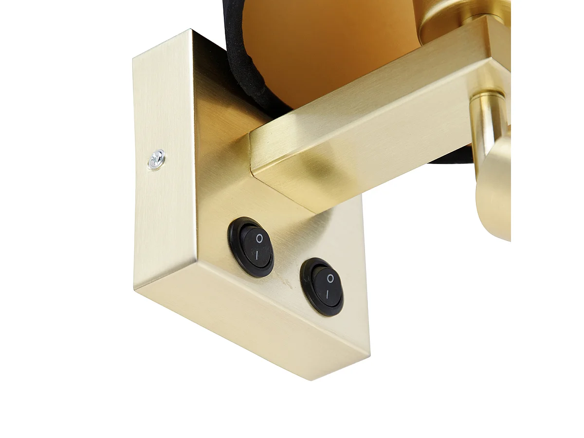 Applique murale en laiton avec liseuse et abat-jour de 18 cm noir - Brescia