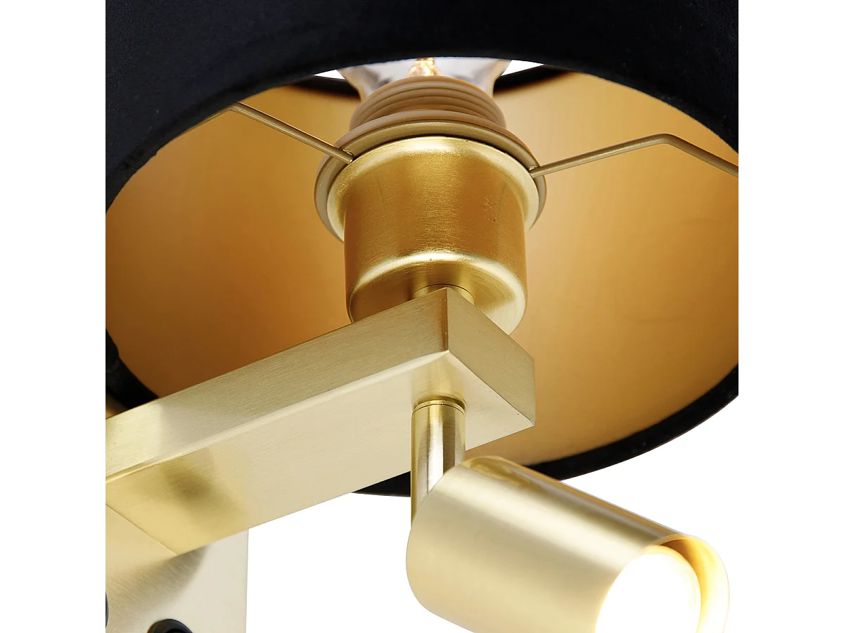 Applique murale en laiton avec liseuse et abat-jour de 18 cm noir - Brescia