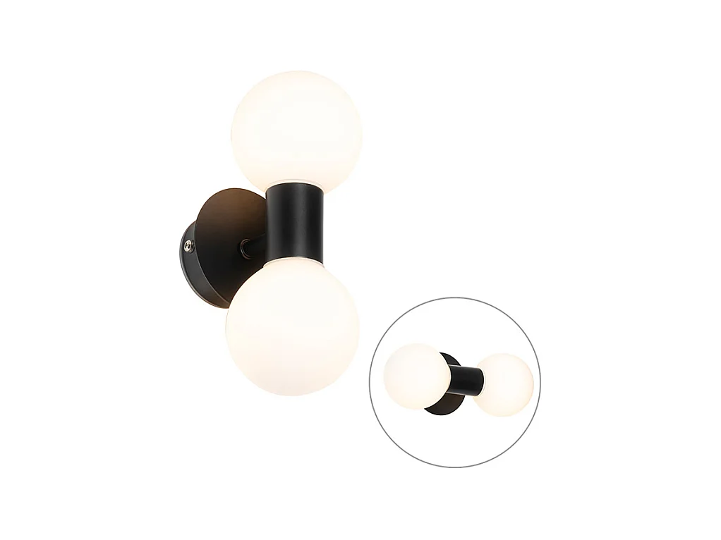 Applique moderne noir IP44 2 lumières - CEDERIC
