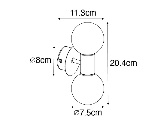 Applique murale moderne noire IP44 2 lumières - Cederic