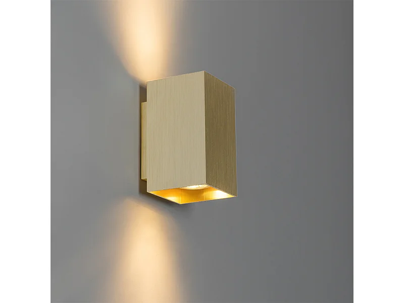 Applique murale moderne dorée carrée 2 lumières - Sandy