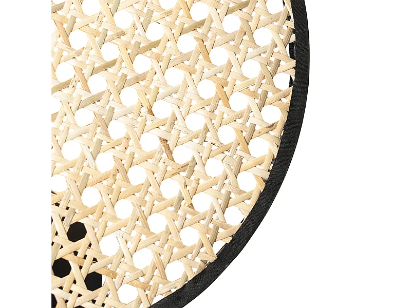 Applique murale rustique noire avec rotin 25 cm - Kata