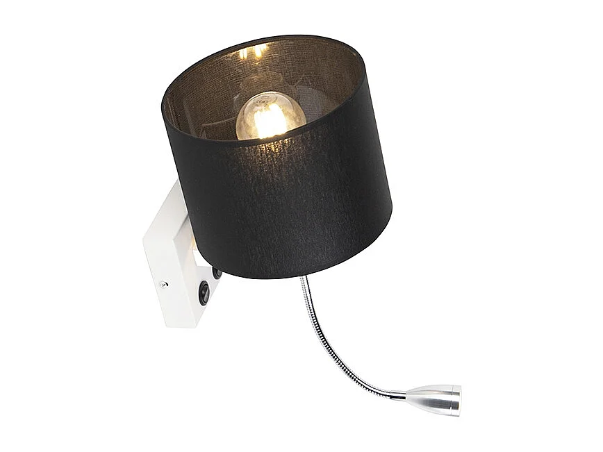 Applique moderne blanc avec abat-jour noir - Brescia