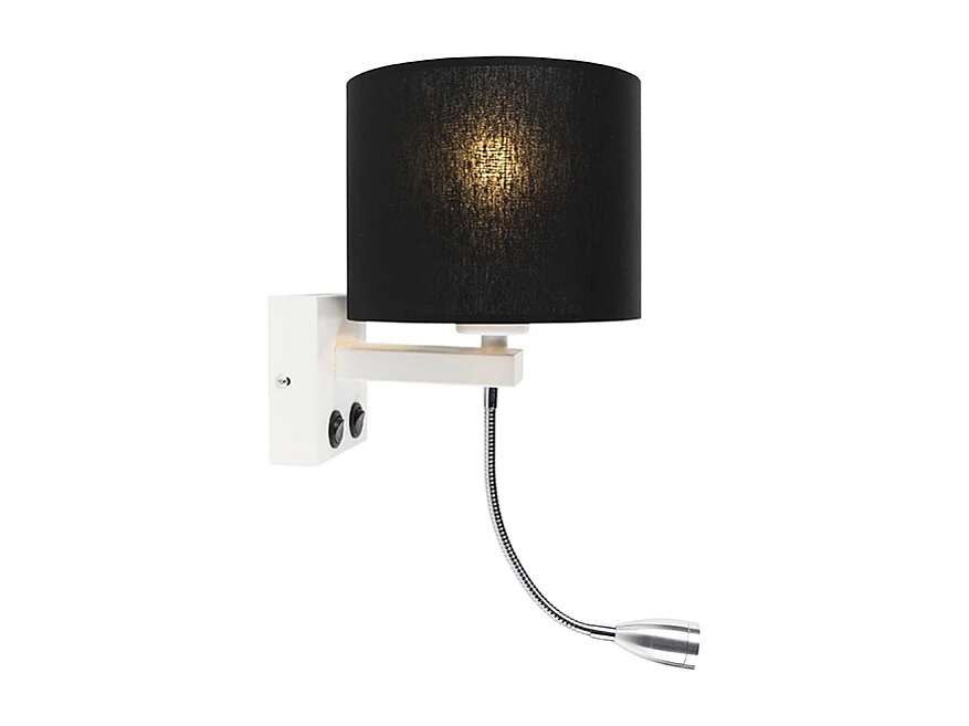 Applique murale moderne blanche avec abat-jour noir - Brescia