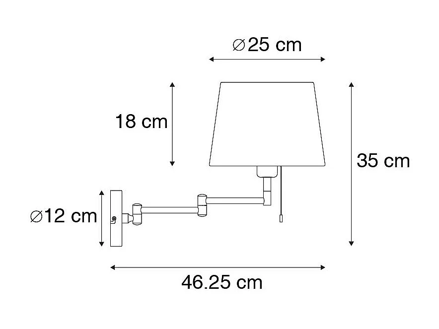 Applique bronze avec abat-jour blanc et bras réglable - Ladas Deluxe