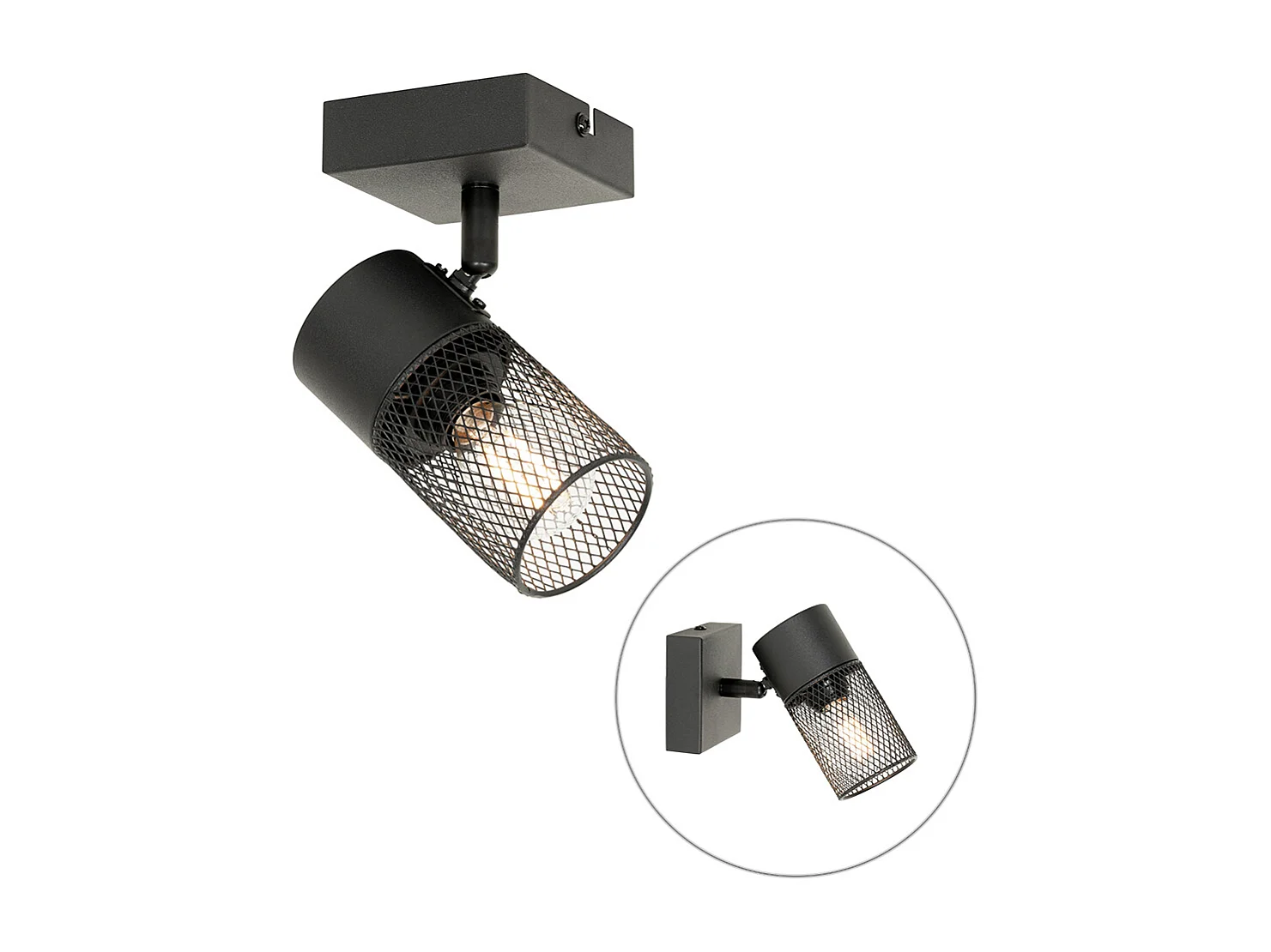 Spot encastré industriel noir orientable - Jim