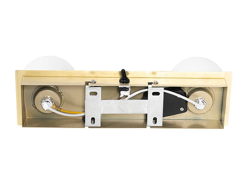 Applique murale dorée 28 cm IP44 2 lumières avec interrupteur - Cederic