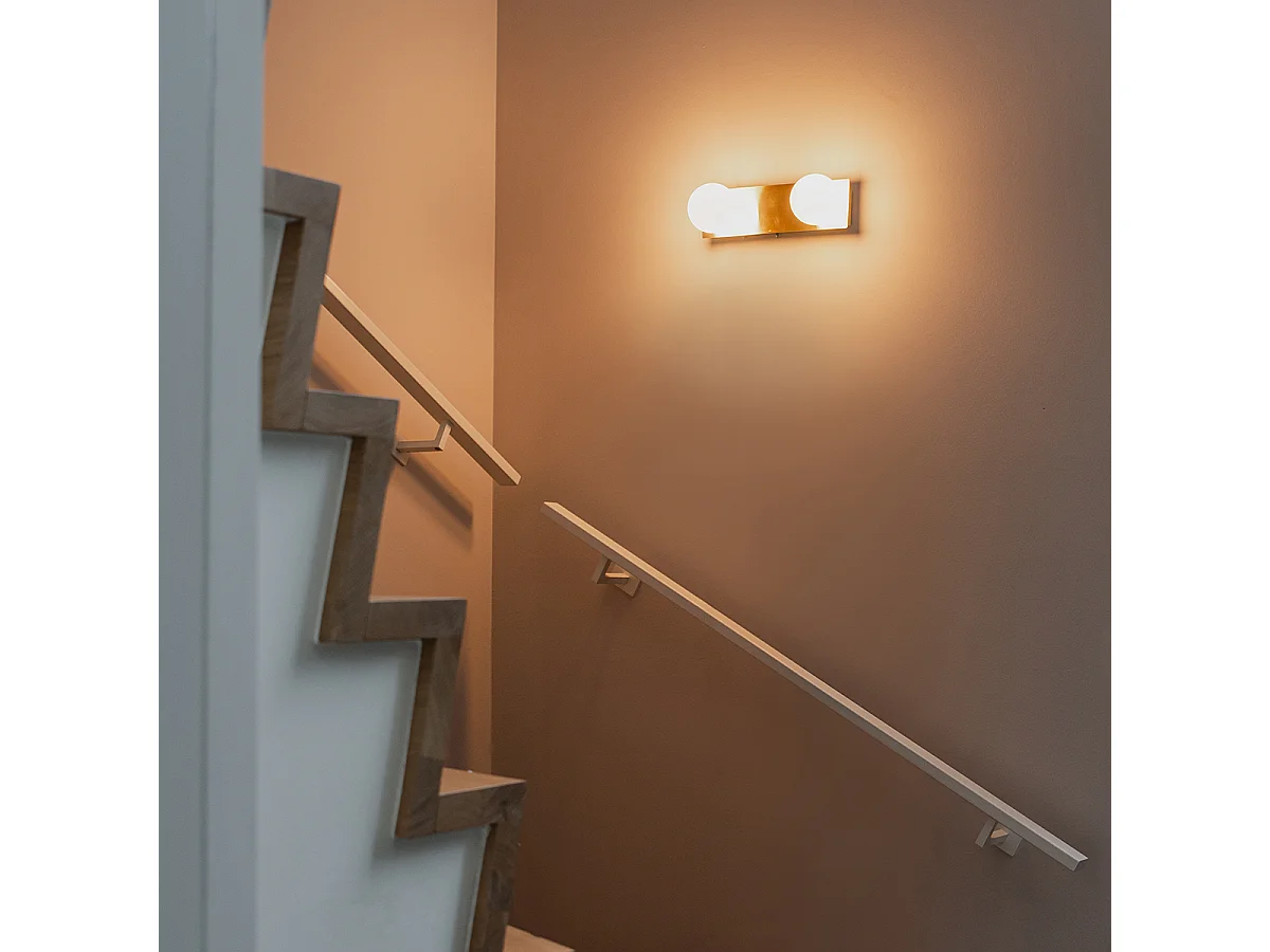 Applique murale dorée 28 cm IP44 2 lumières avec interrupteur - Cederic