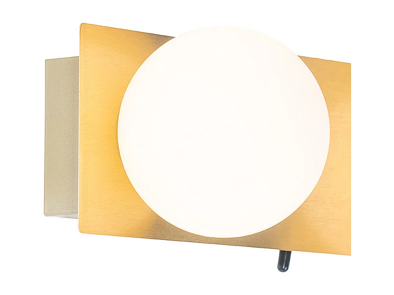 Applique murale dorée 28 cm IP44 2 lumières avec interrupteur - Cederic