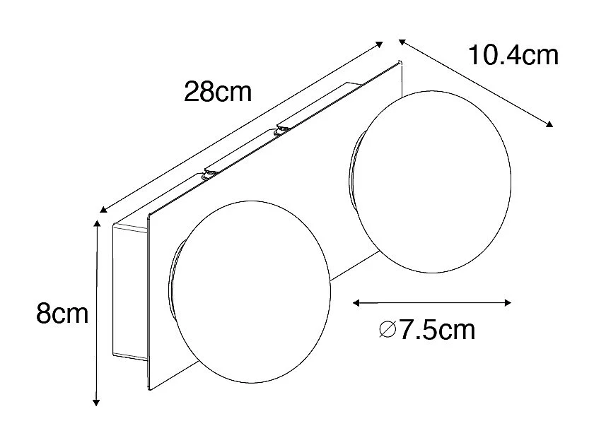 Applique murale dorée 28 cm IP44 2 lumières avec interrupteur - Cederic