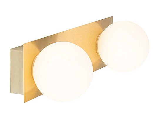 Applique murale dorée 28 cm IP44 2 lumières avec interrupteur - Cederic