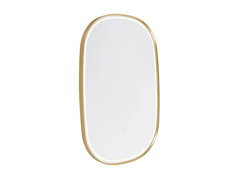 Miroir de salle de bain doré avec LED avec variateur tactile ovale - Miral