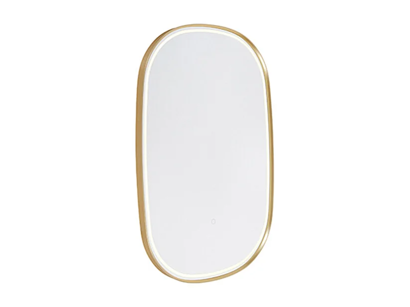 Miroir de salle de bain doré avec LED avec variateur tactile ovale - Miral