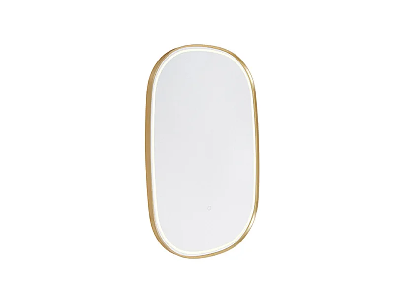 Miroir de salle de bain doré avec LED avec variateur tactile ovale - Miral