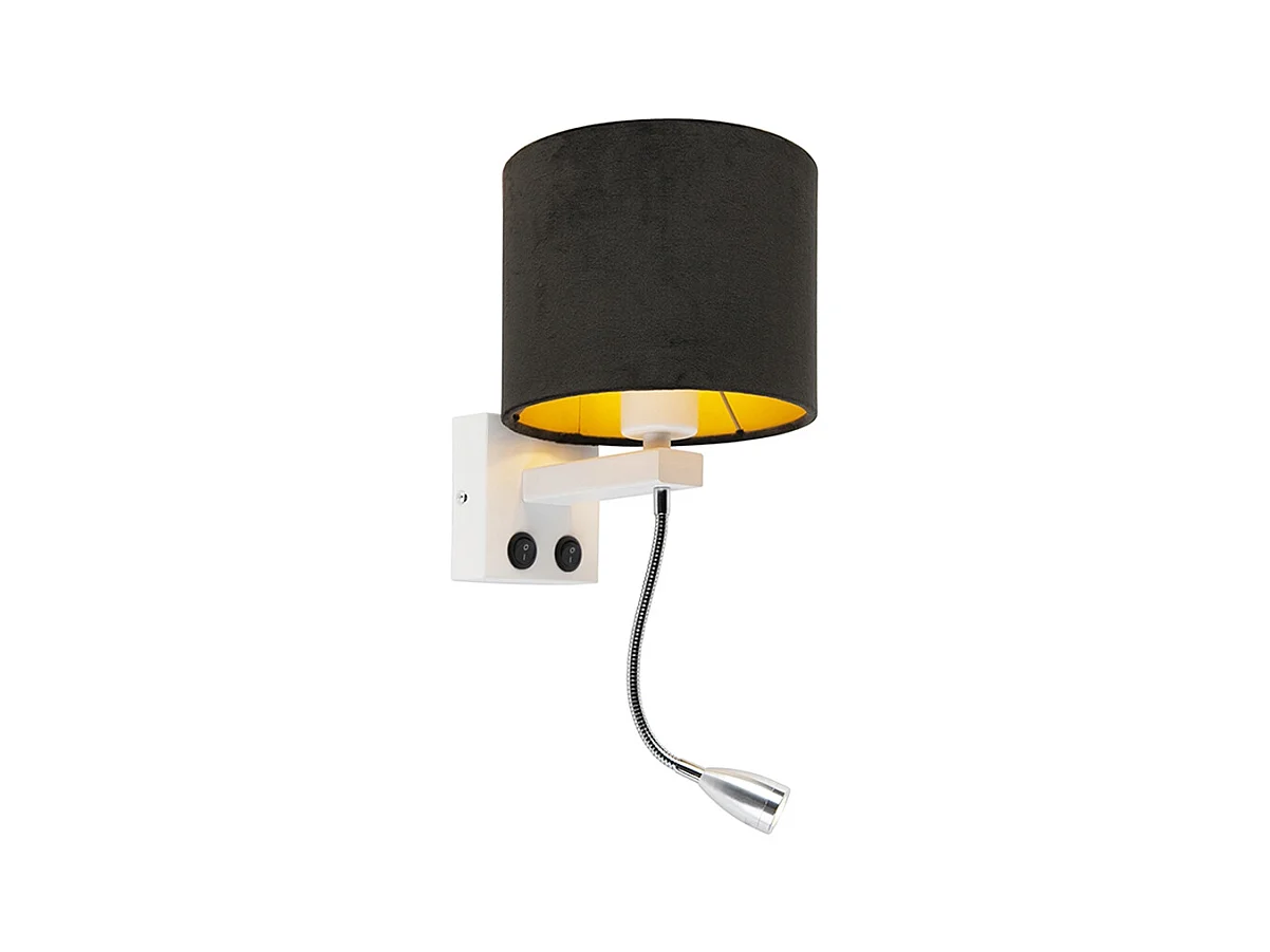 Applique moderne blanc avec abat-jour velours noir - Brescia