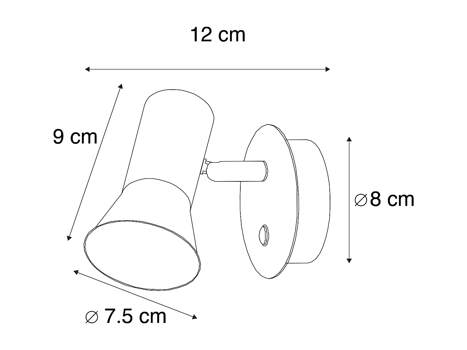 Spot mural orientable et inclinable en acier avec interrupteur - Karin 1