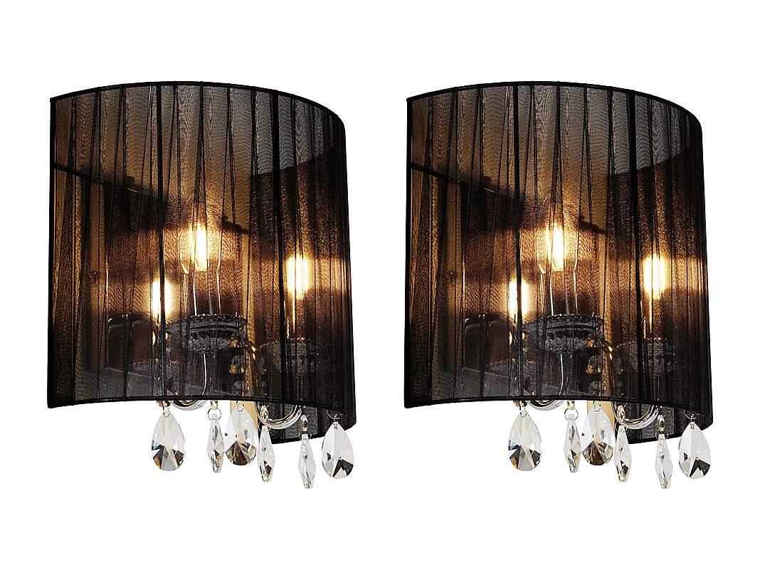 Lot de 2 appliques murales chromées avec abat-jour noir - Ann-Kathrin 2