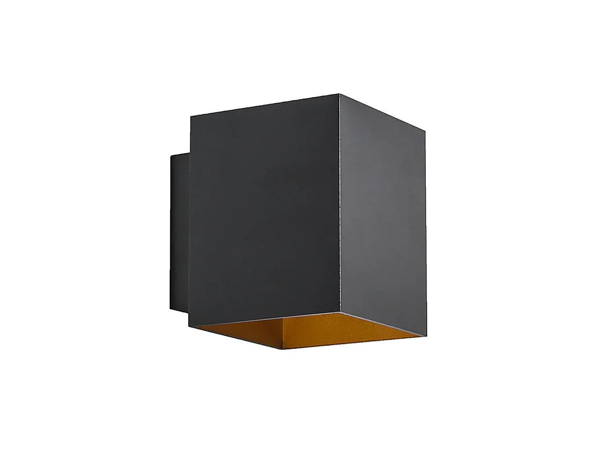 Ensemble de 2 appliques murales design noires et dorées carrées - Sola