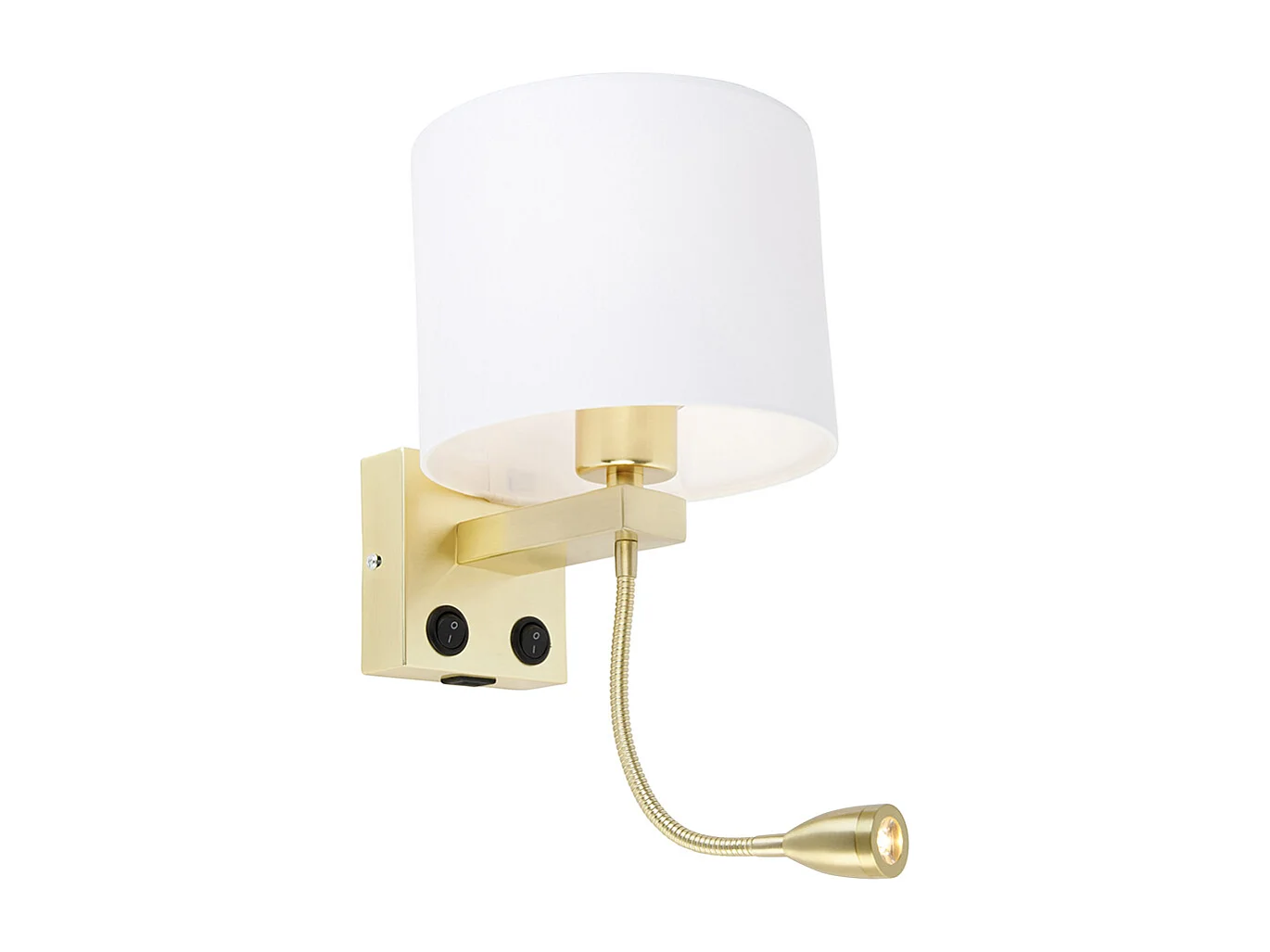 Applique or avec USB et abat-jour blanc 18 cm - Brescia Combi