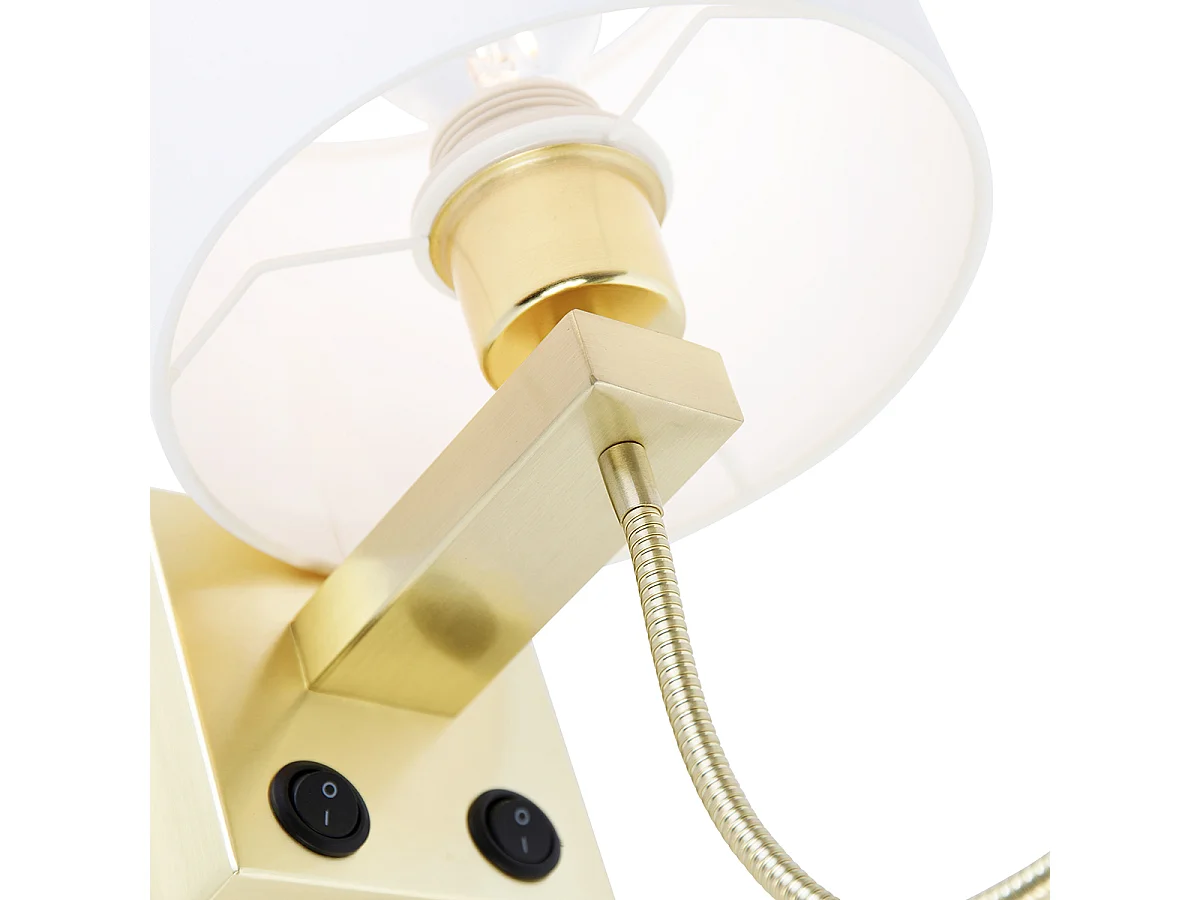 Applique or avec USB et abat-jour blanc 18 cm - Brescia Combi