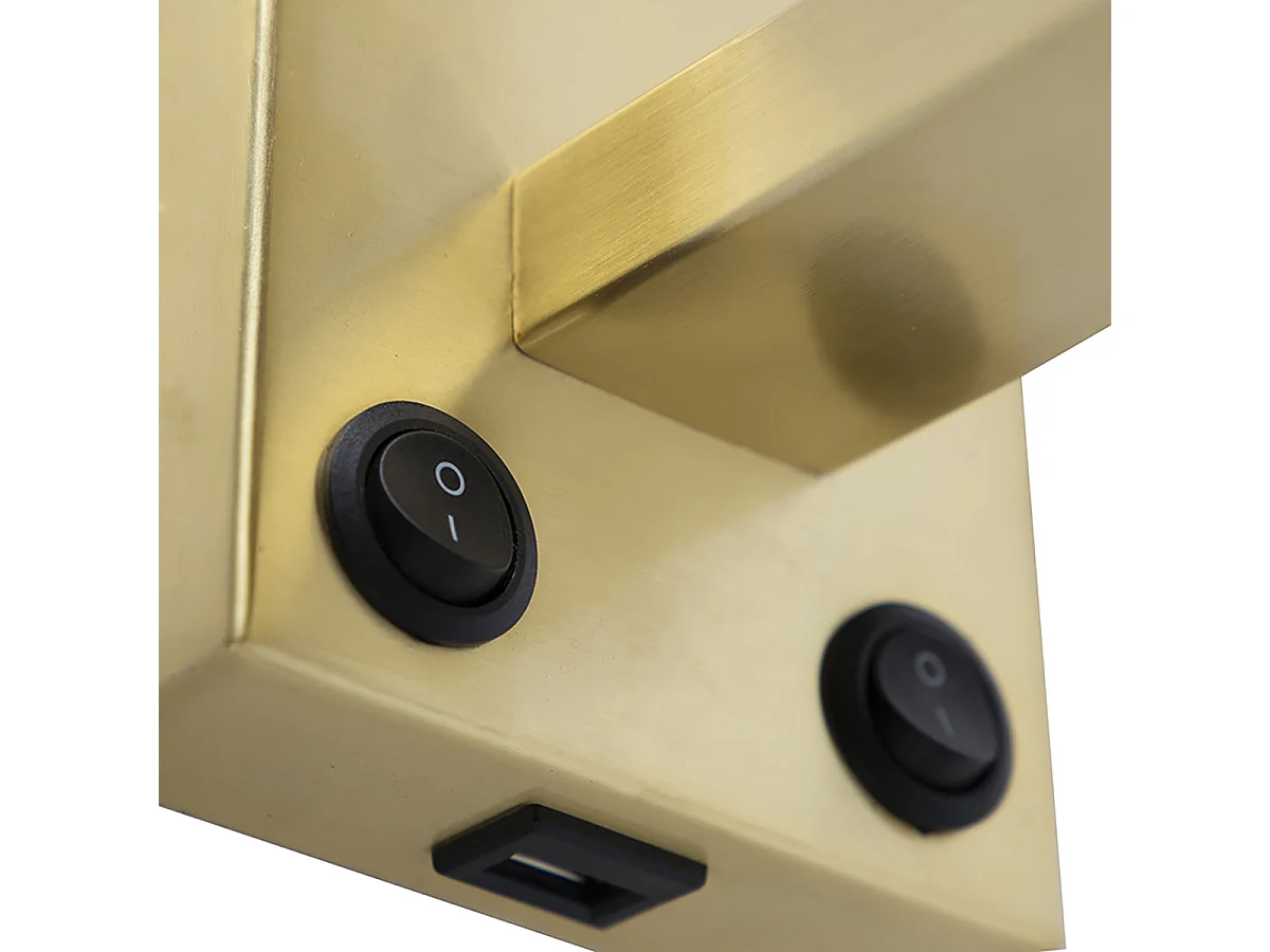 Applique or avec USB et abat-jour blanc 18 cm - Brescia Combi