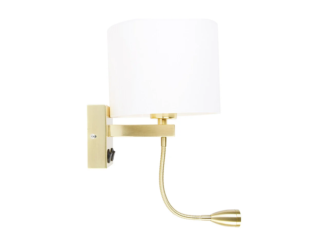 Applique or avec USB et abat-jour blanc 18 cm - Brescia Combi