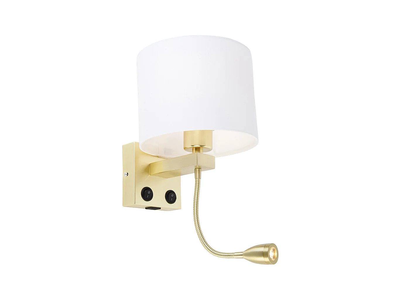 Applique or avec USB et abat-jour blanc 18 cm - Brescia Combi