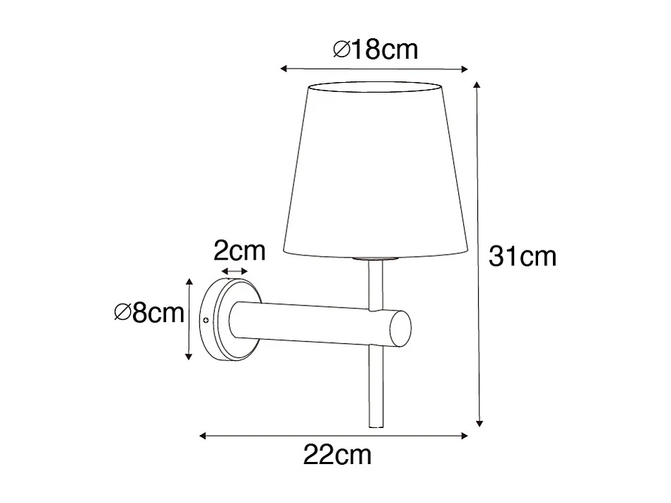 Applique Murale Moderne Bronze avec Abat-jour Blanc - Pluk