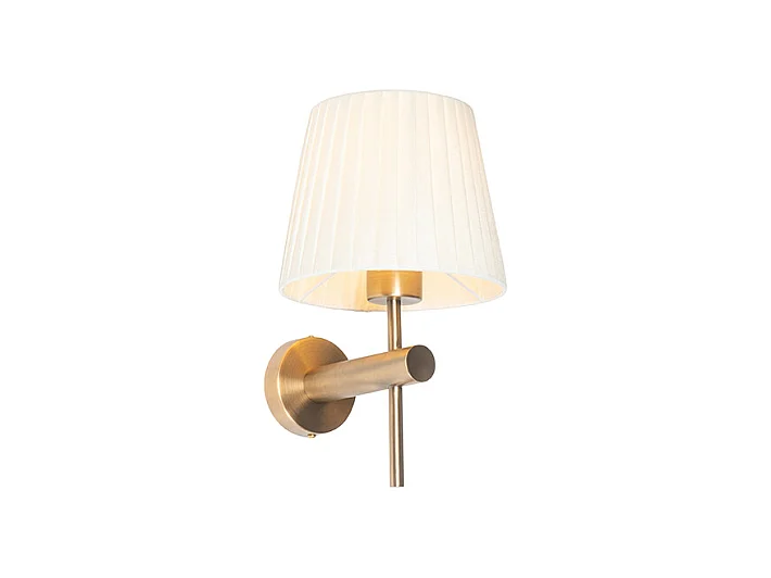 Applique Murale Moderne Bronze avec Abat-jour Blanc - Pluk