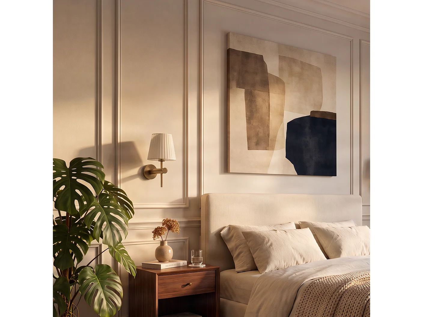 Applique murale moderne blanche avec bronze - Pluk