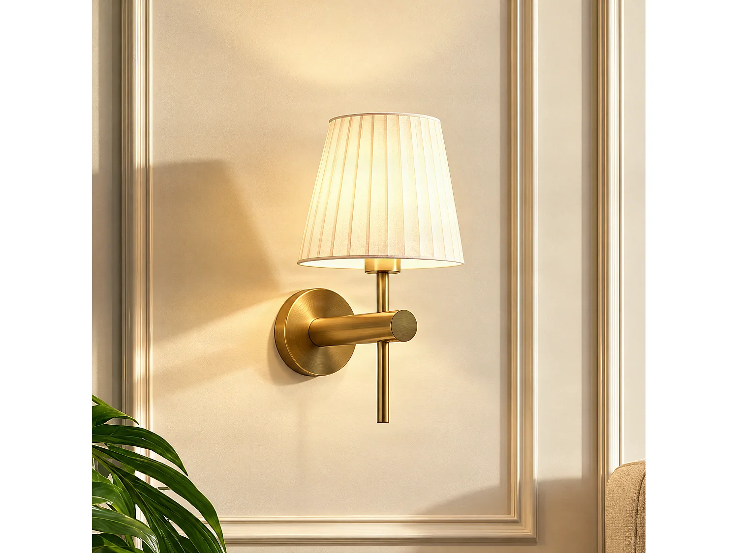 Applique murale moderne blanche avec bronze - Pluk