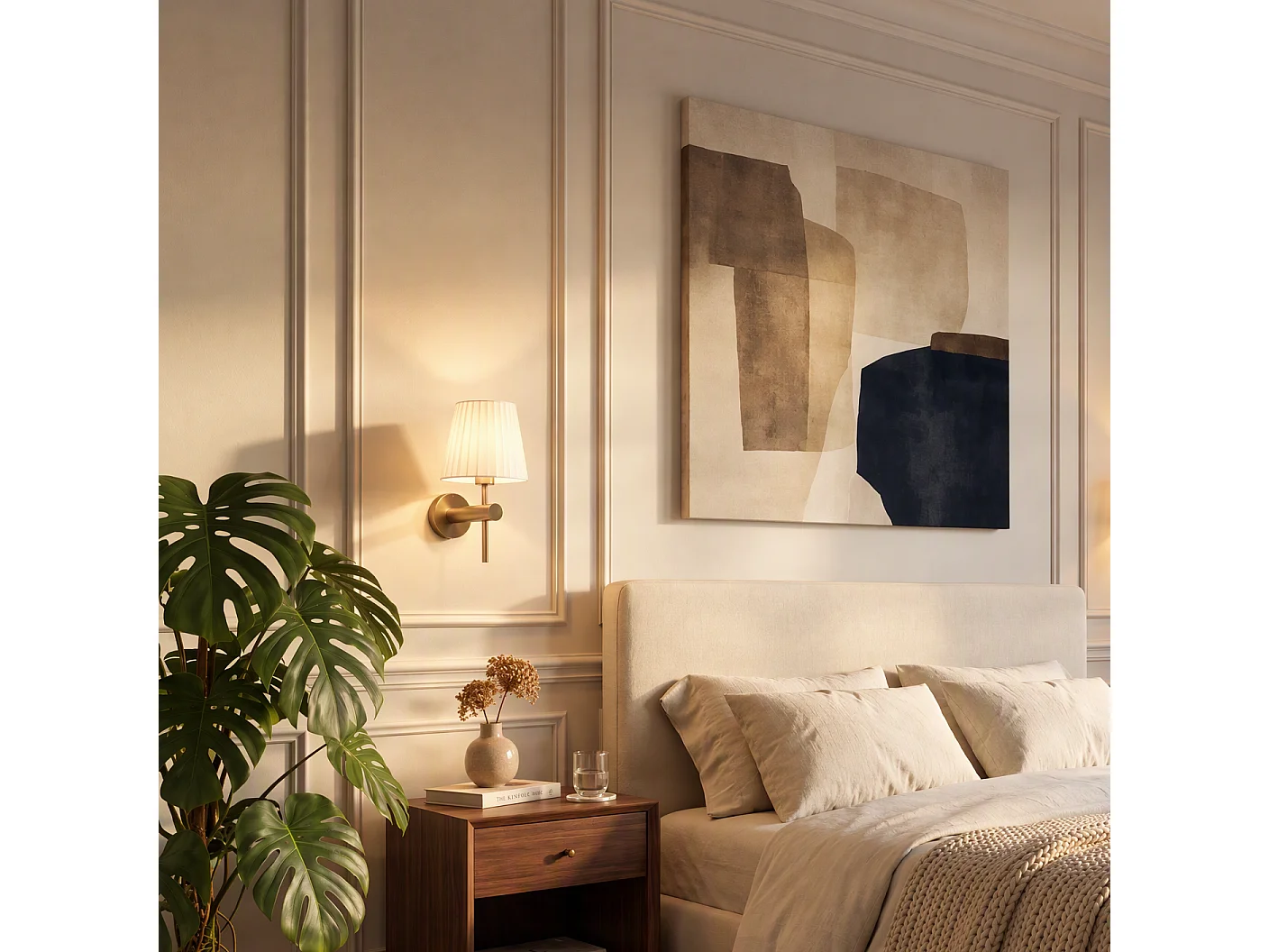 Applique murale moderne blanche avec bronze - Pluk