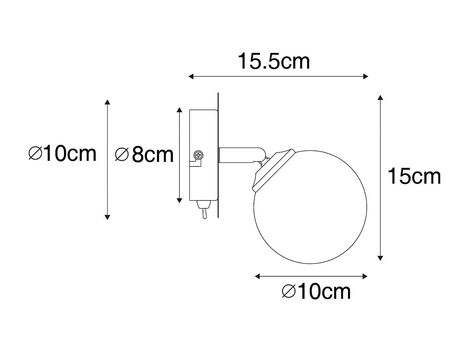Spot moderne doré avec verre opale et interrupteur - Athènes