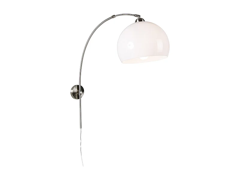 Lampe à arc murale rétro en acier avec abat-jour blanc réglable
