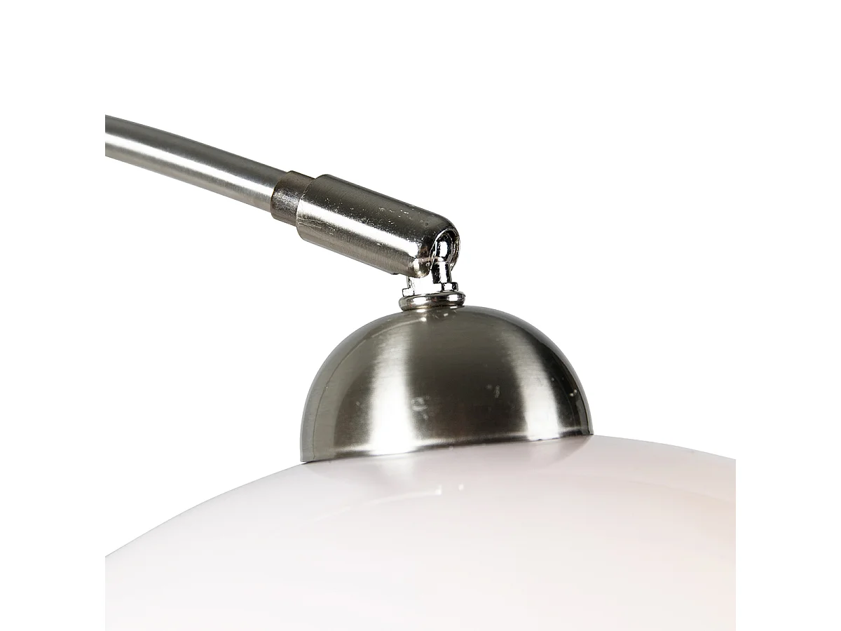 Lampe à arc murale rétro en acier avec abat-jour blanc réglable