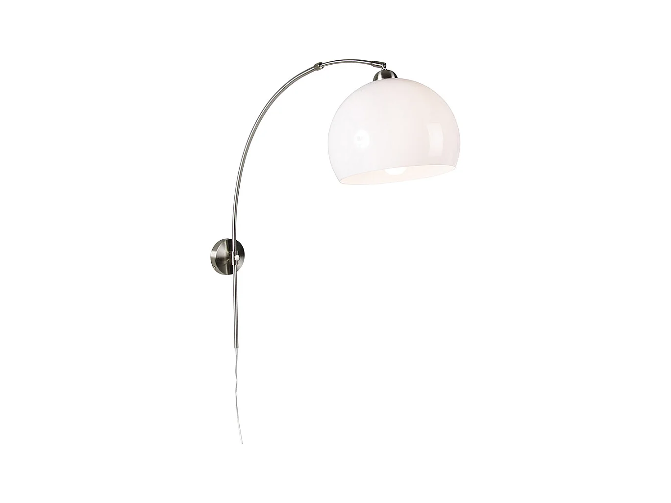 Lampe à arc murale rétro en acier avec abat-jour blanc réglable