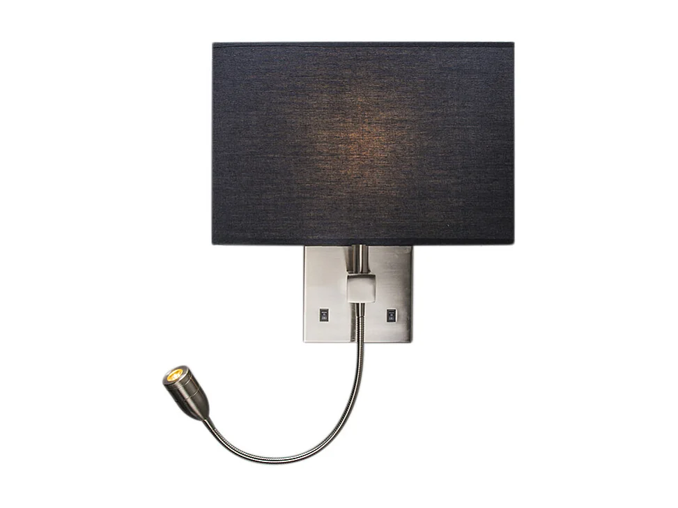 Applique en acier avec abat-jour noir et bras de lecture avec LED - Bergame