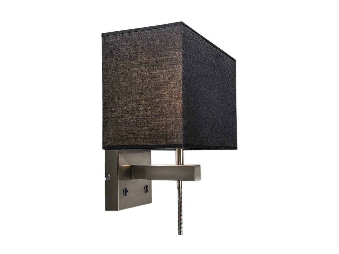 Applique en acier avec abat-jour noir et bras de lecture avec LED - Bergame