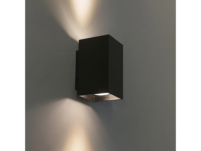 Applique murale moderne noire carrée 2 lumières - Sandy